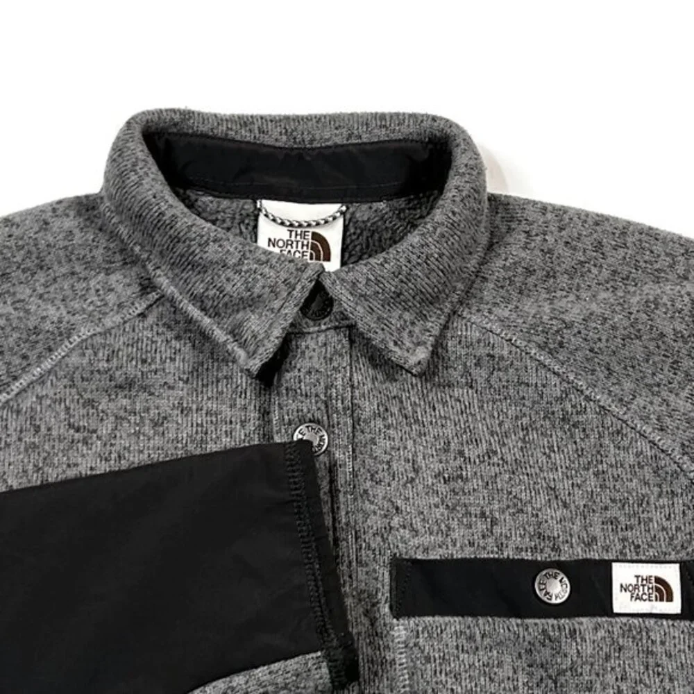 North Face Gordon Lyons Fleece Snap Button Shirt Jacket Mens Small Shacket‎ Gray